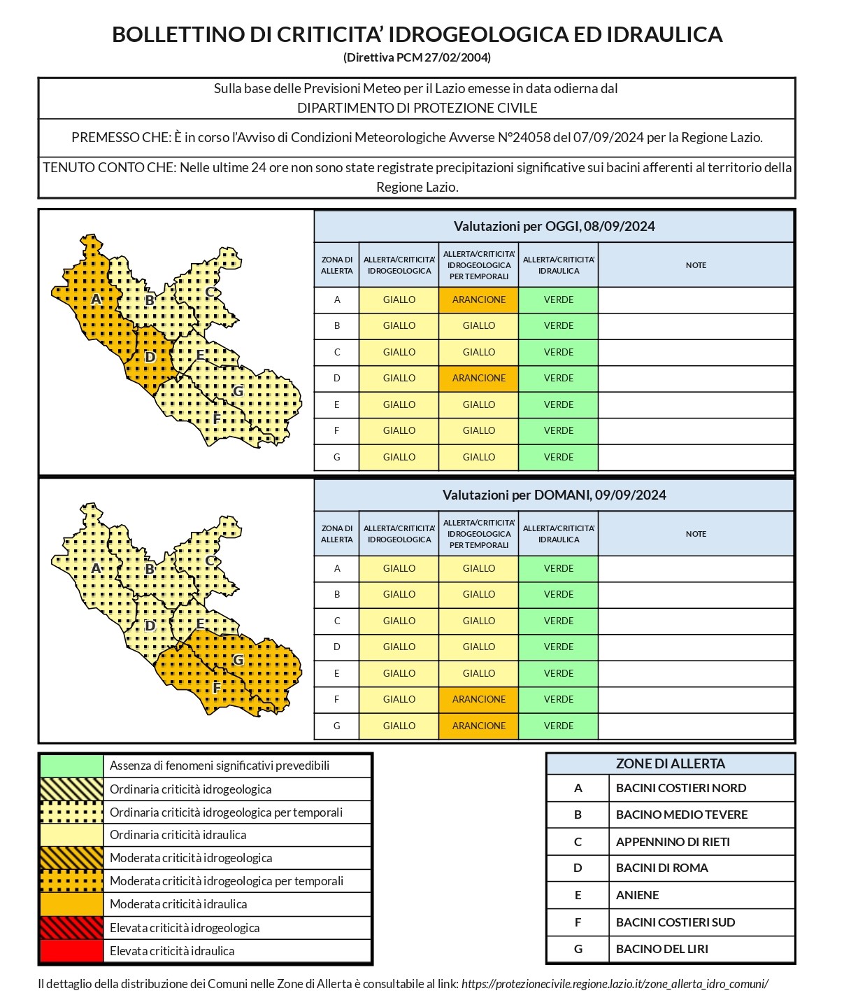 Allerta Meteo(arancione) 8-9 settembre 2024