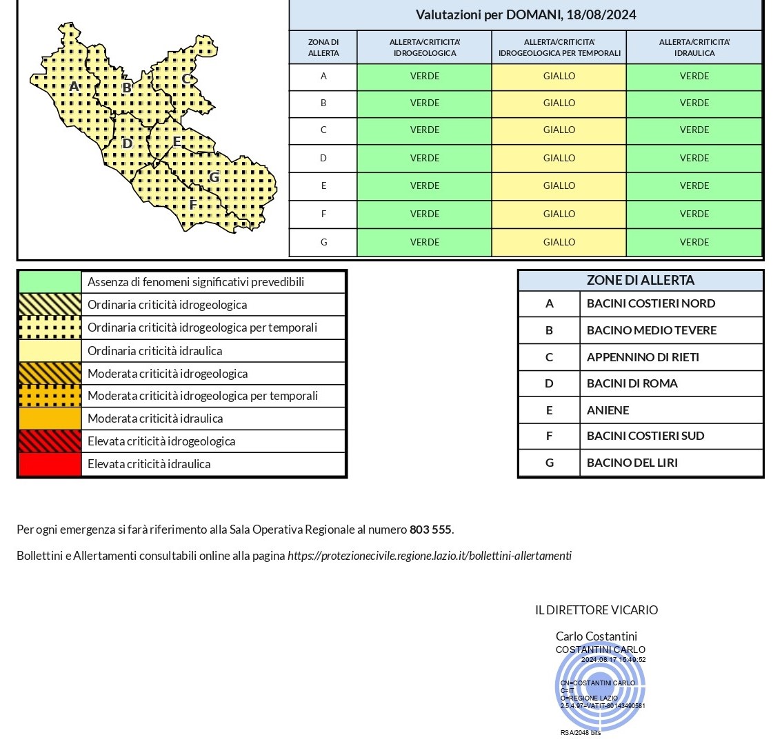 Allerta meteo per la giornata di domenica 18 agosto e per le successive 24-36 ore