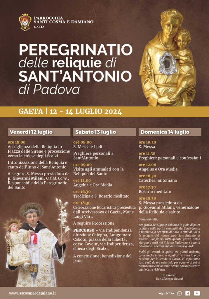 La Peregrinatio delle Reliquie di S. Antonio di Padova a Gaeta